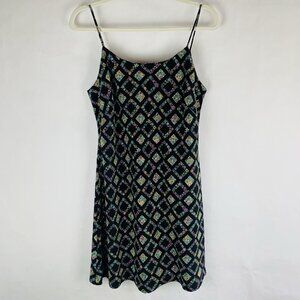 Vtg Y2K Mini Dress Medium Dark Cottagecore Floral Fairy Grunge Size 9 Slip Dress